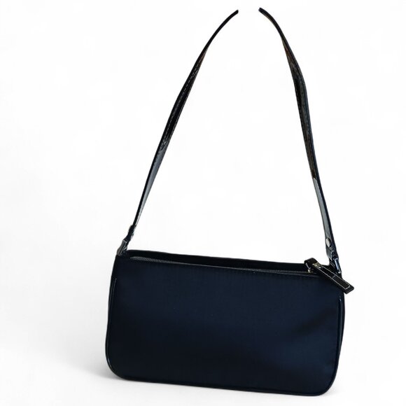 GUESS Vintage Y2K Mini Baguette Black Satin Vegan Patent Leather - Picture 6 of 14